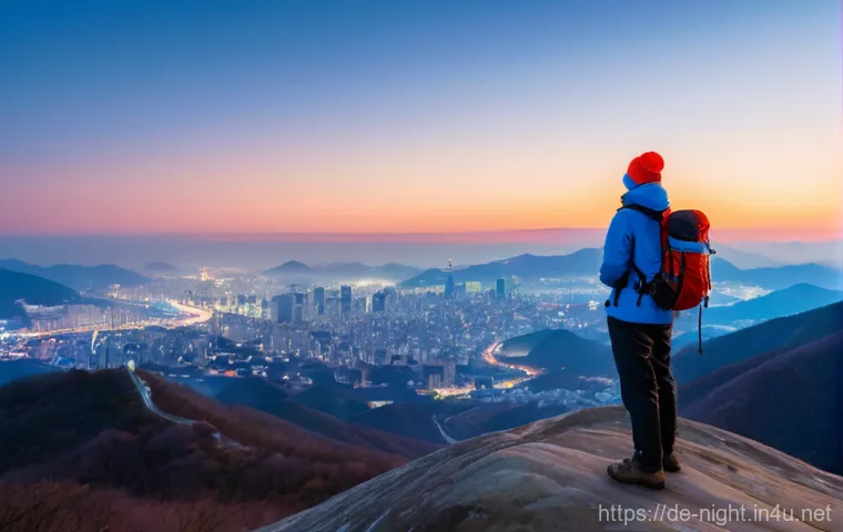 광주 무등산 야경 - **Panoramic Night View from Mudeungsan:**
    A breathtaking wide-angle, photorealistic shot capturi...