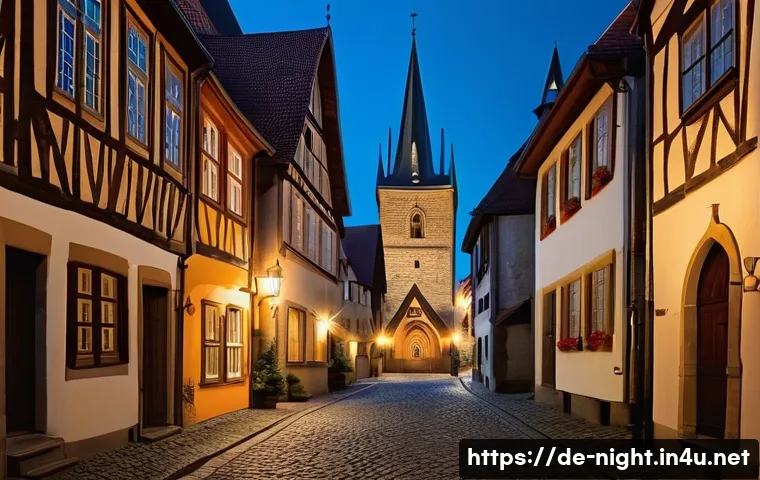 야경 명소 역사와 배경 - **Prompt:** A magical night view of a medieval German town reminiscent of Quedlinburg or Rothenburg ...