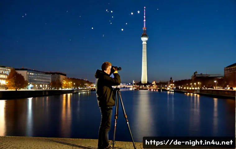 야경 촬영을 위한 최적의 날씨 - Photorealistic night photography scene in Berlin, Germany, clear dry autumn evening with low humidit...
